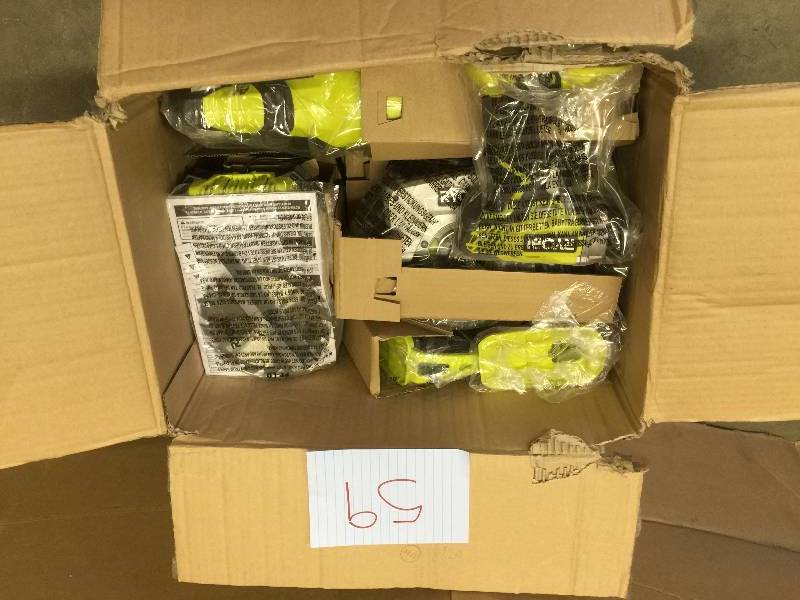 lot 59 image: Ryobi ONE 18-Volt Lithium-Ion Cordless Combo Kit with Brad Nailer (6-Tool) new