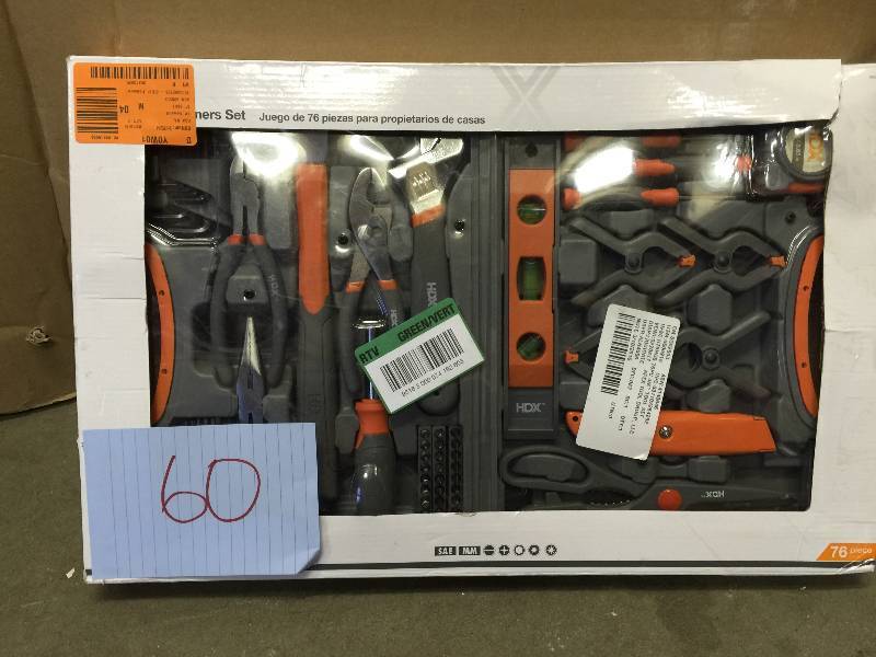 lot 60 image: HDX 38 in. Homeowners Tool Set (76-Piece) New