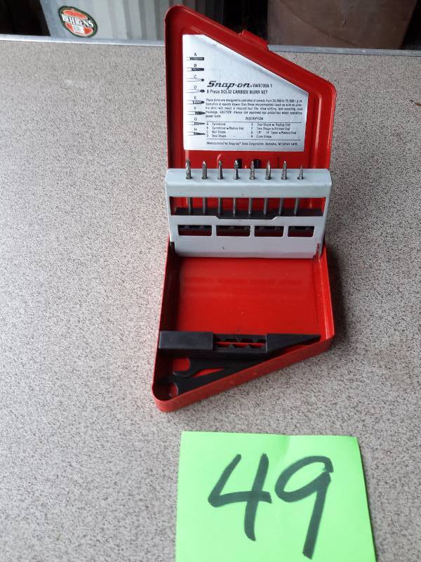SNAPON, 8 piece Solid Carbide Burr Set.. NEW