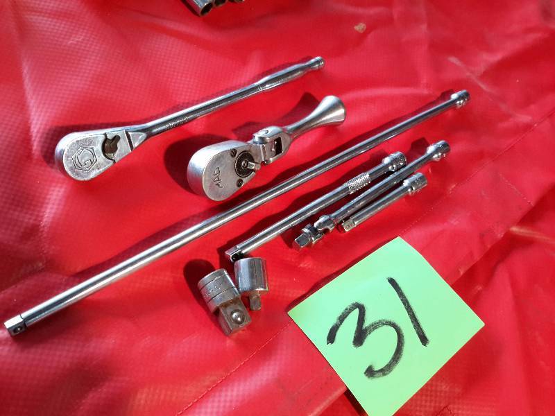MATCO 14 in long ratchet MAC 38 stubby flexhead ratchet Various 14 in extensions, adapters.
