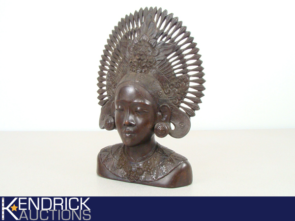 High End Exotic Wood Carved Asian Themed Woman Statue