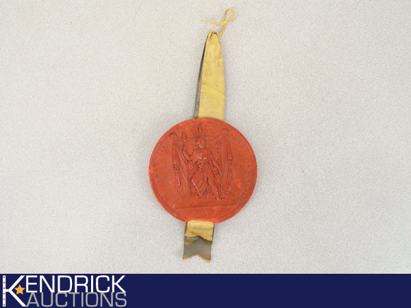 Large RARE Antique 1700s Napoleon Official Wax Seal Ribbon
