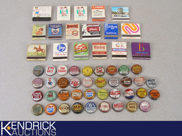 Lot of Vintage Matchbooks, and Bottle Caps