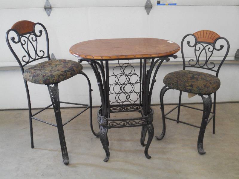 lot 26 image: High Top Bar Table & Chair Set Mat...