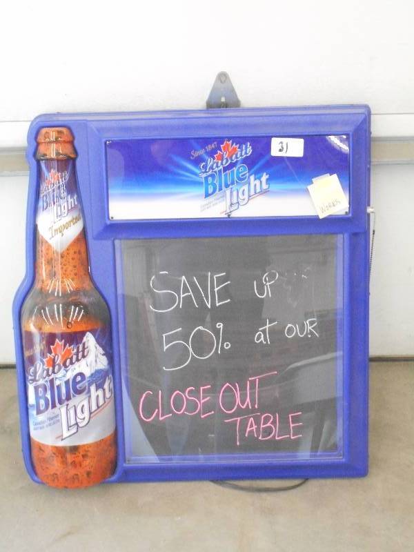 lot 31 image: Labatt Blue Light Menu Board, Light...