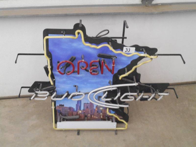 lot 33 image: Bud Light Open Neon Sign ...