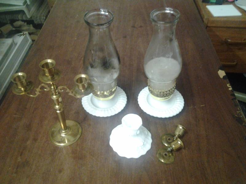 Vintage Milk Glass Candle Holders & Misc