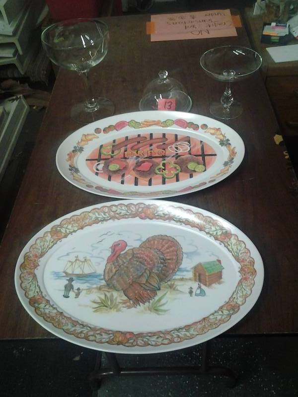 2-Large Platters, Covered Cheese, 2-Stemware
