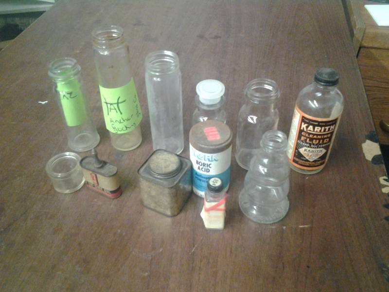 Collection Of Vintage Bottles, Jars, Cans