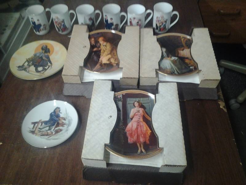 Collection Of Norman Rockwell Plates, Cups & Collectibles