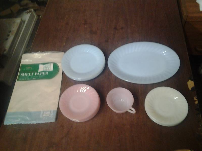 Vintage Fire-King Dishes Pink, Blue, Cream