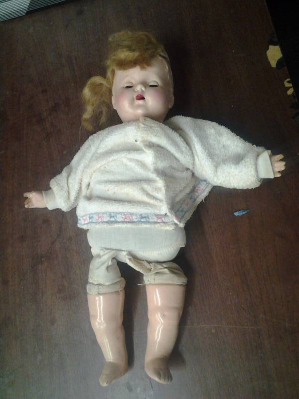 Vintage Doll With Cloth Body, Composite Limbs & Head- Moving Eyes (Needs Repair)