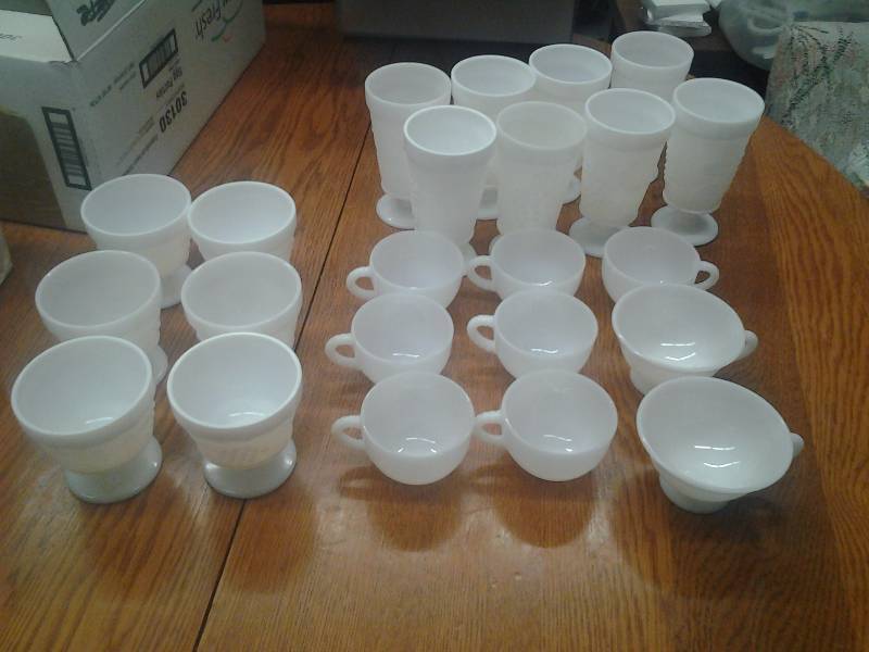 Large Collection Of Assorted Milk Glass