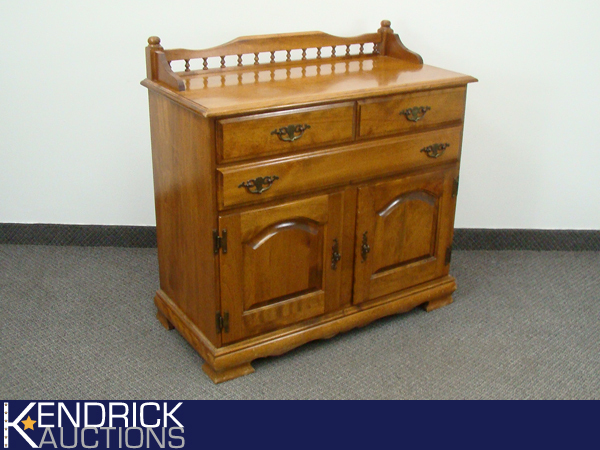 lot 5 image: MINT Mid Century Salem House Cherry Wood Serving Hutch