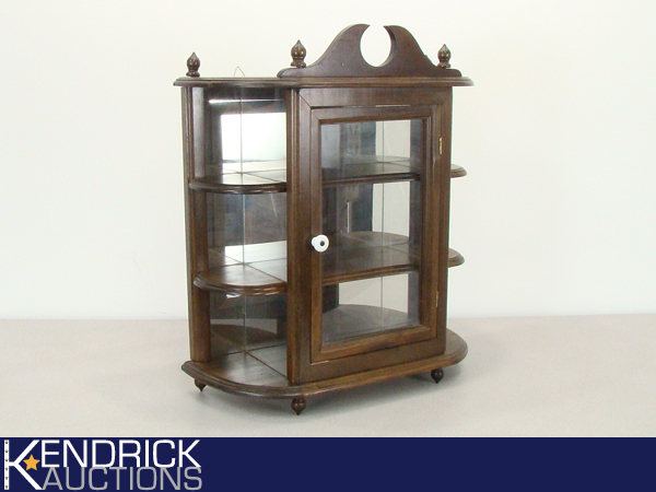 lot 15 image: Mid Century WoodGlassMirrored Wall Hanging Display Cabinet