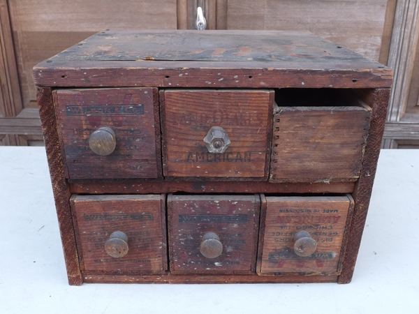 lot 6 image: Antique Folk Art Cheese Box Cabinet