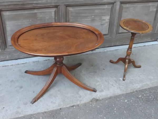 lot 45 image: 2 Small wood Antique Tables