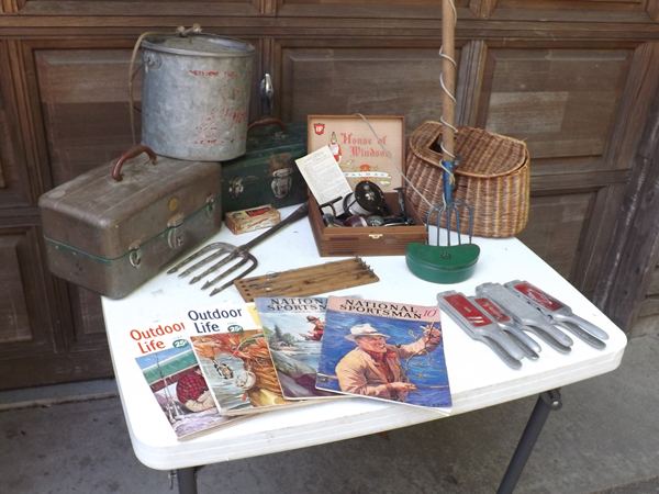 lot 55 image: Lot of Vintage Fishing Supplies, Tackle Boxes, etc.