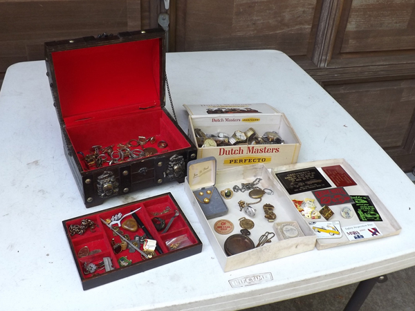 lot 57 image: Lot of Vintage and Antique Mens Jewelry, Boxes, Watches, etc.