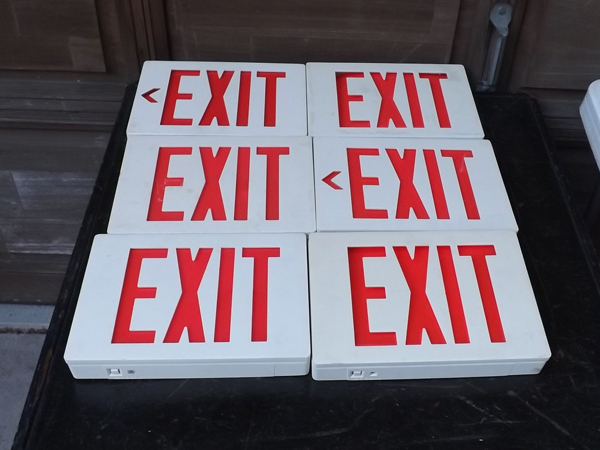lot 76 image: Lot of 6 Metal Cased Exit Signs