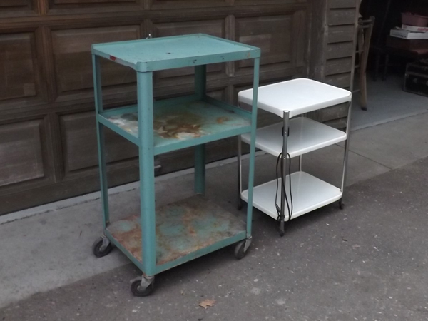 lot 86 image: 2 Vintage Metal Rolling Carts