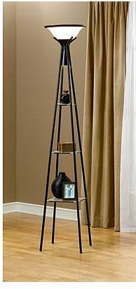 lot 16 image: Torchiere Floor Lamp with Lighted Shelves