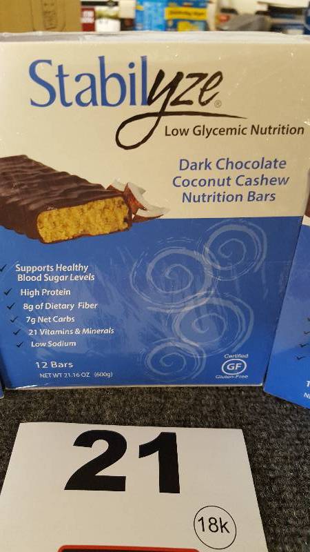 lot 21 image: LOT OF 3 - Stabilyze Low Glycemic Nutrition Bars
