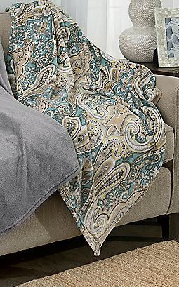 lot 26 image: Cozelle 80 x 70 Paisley Microplush Throw  Blue Paisley