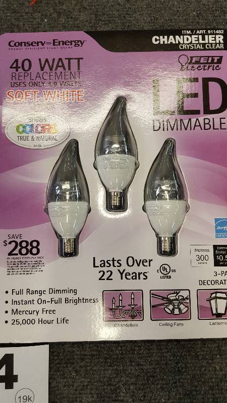lot 44 image: 2 FEIT Electric LED Diamable Chandelier Lights