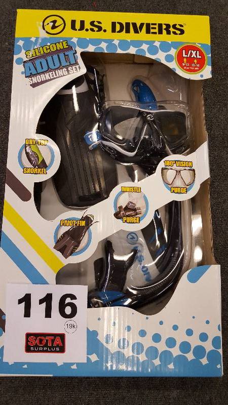 lot 116 image: u.s. Divers Silicone Adult Snorkling Kit