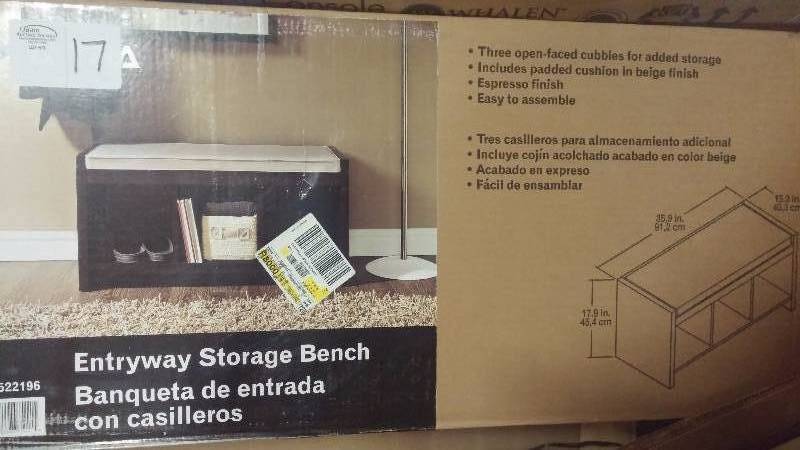 lot 17 image: Entry Bench with Storage - new in box