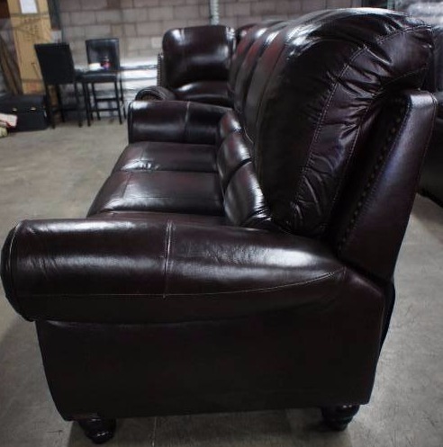 High End Broderick Collection Manual Reclining Leather Sofa