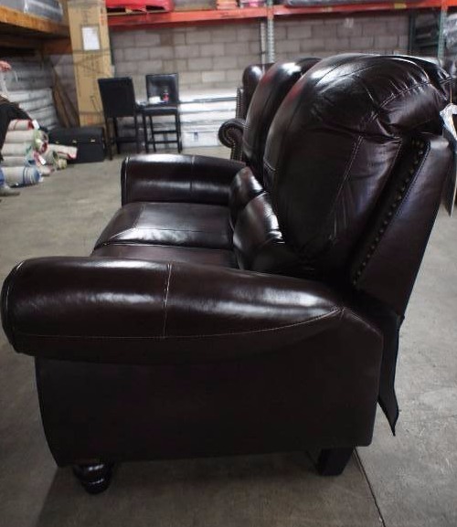 High End Broderick Collection Manual Reclining Leather Loveseat