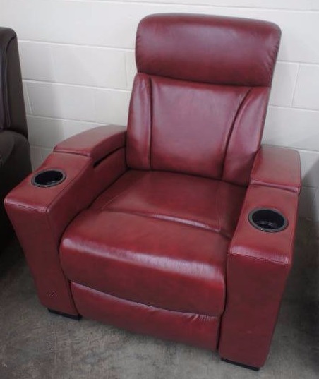 High End 35 Electronic Reclining Chair High-End Leather. Red in color.