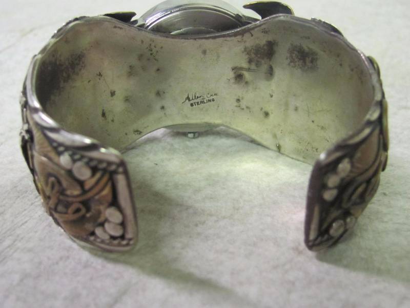 1970's Signed Allen Chee Navajo Vintage Sterling Silver Bracelet