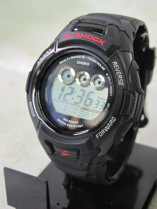 lot 64 image: Casio Mens G-Shock Solar Atomic Black Band Watch