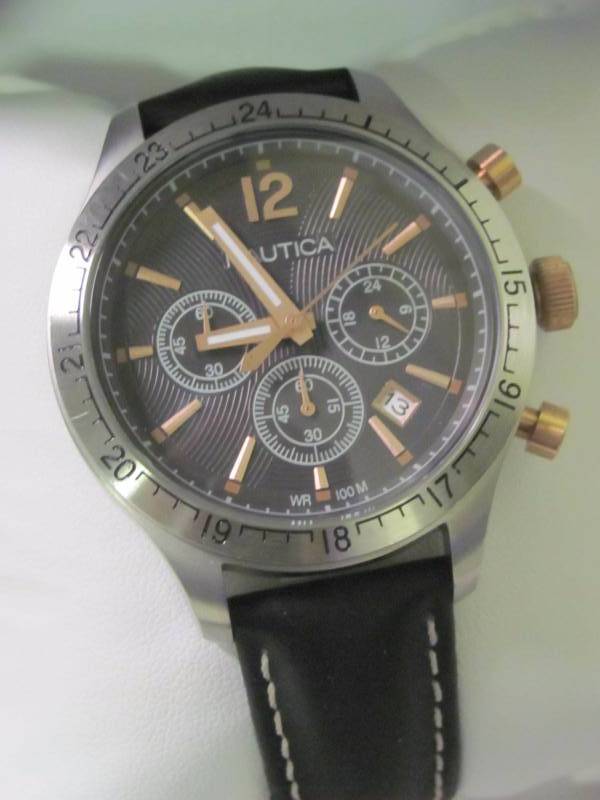 lot 66 image: Nautica Mens BFD 104 Black Strap Chronograph Watch