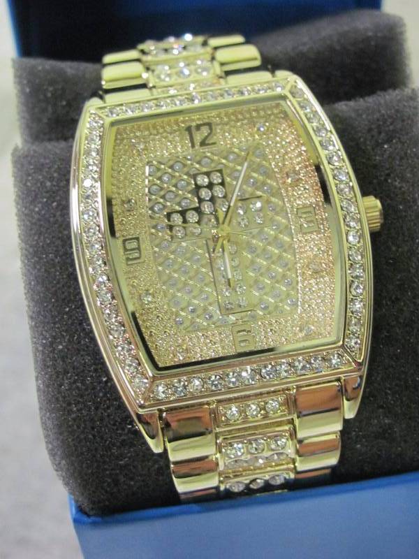 lot 70 image: Trax Mens Gold Stainless Steel Crystal Cross Watch