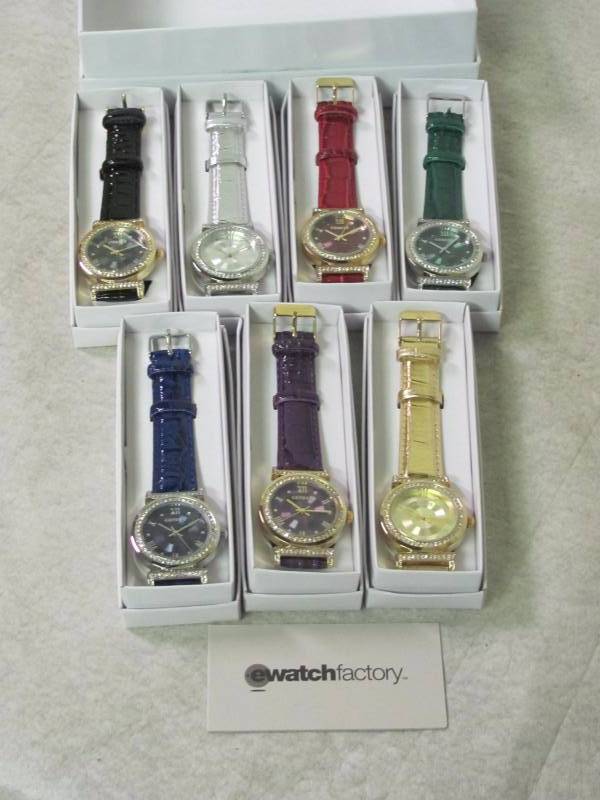 lot 72 image: Geneve Womens 7 Pair Variety Color Rhinestone Watch Set