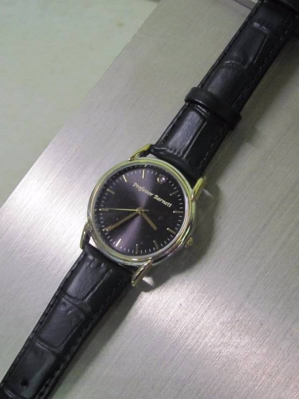 lot 78 image: Lot of 2 Mens Gemstone 12 Hour Mark Leather Band Watches