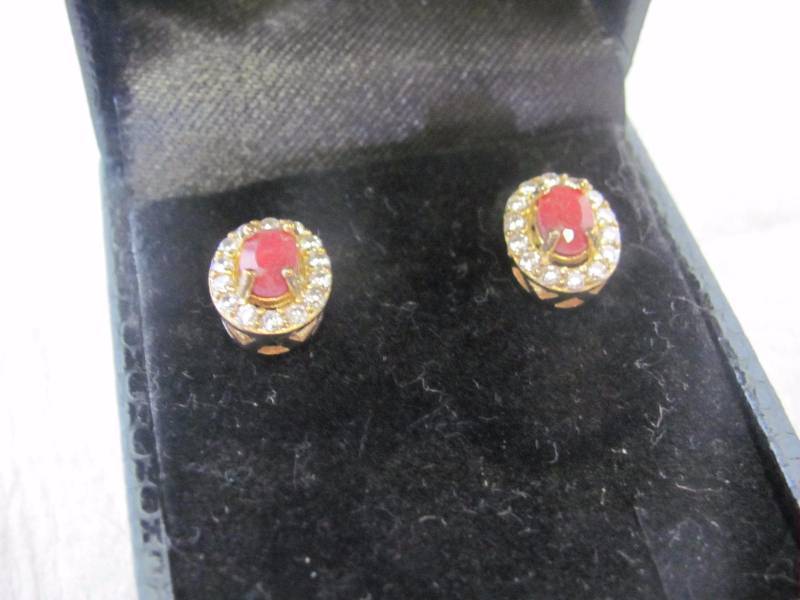 lot 124 image: 14K Gold Plated Gem Earring Set