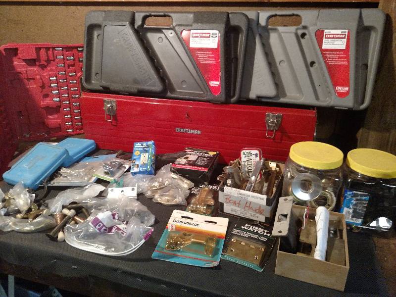 lot 6 image: Craftsman Tool Box and hardware lot lots of value here