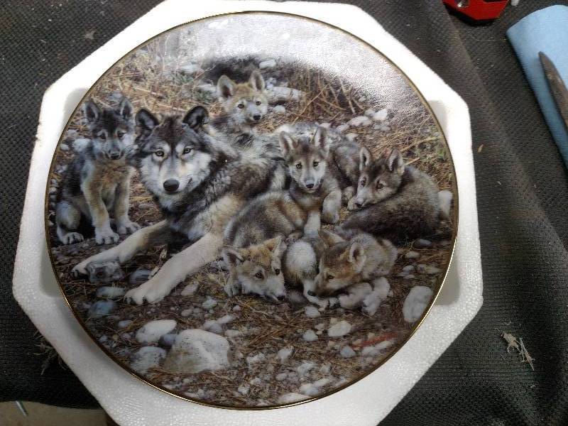 Bradford Exchange Collectable WOLF PLATES Riding Lawn mower NO