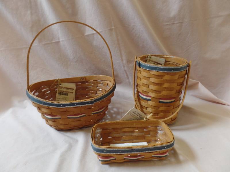 Longaberger Sparkle and Stripe Baskets