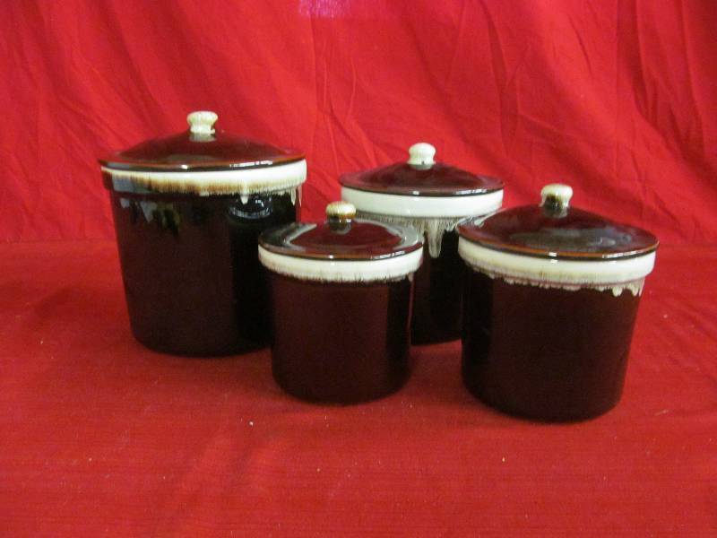 lot 119 image: stoneware canisters