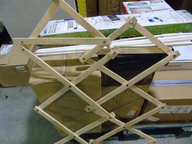 lot 11 image: Honey Can Do Natural Wooden Clothes Drying Rack