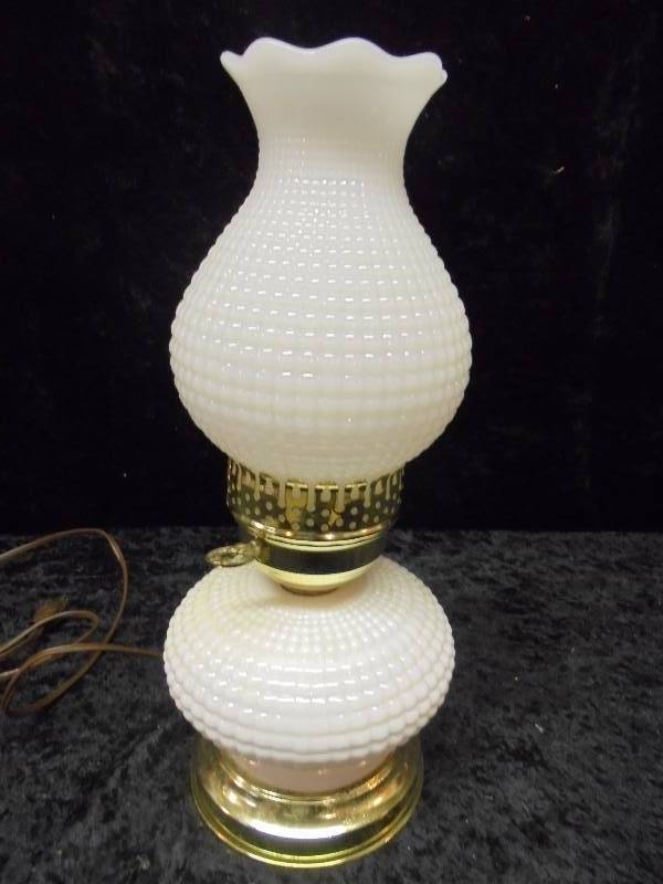 Hurricane Lamp - Milk Glass