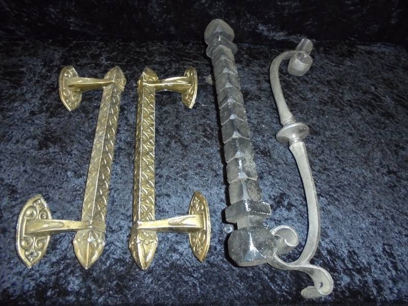 Lot - Large Metal Ornate Door Handles