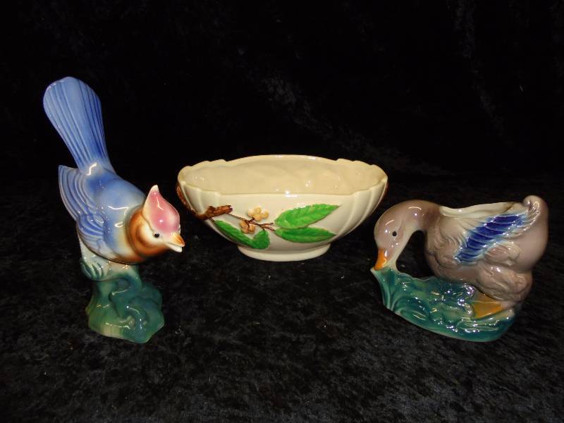 Lot - Royal Copley Figures - Birds, Planter