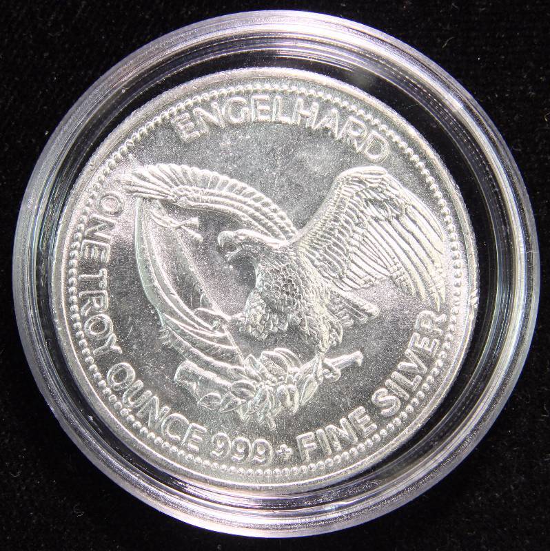 1 TROY OZ. .999 FINE SILVER 1985 ENGELHARD PROSPECTOR IN AIRTITE HOLDER